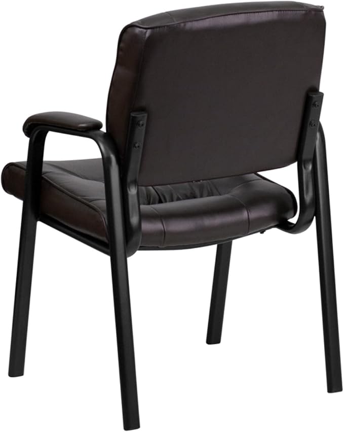 Flash Furniture Haeger LeatherSoft Tufted Executive Reception Chair with Padded Armrests, Upholstered Side Chair for Living Room or Office, Brown