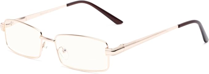 Readers Readers.com Reading Glasses: The Dash Blue Light, Metal rectangle Style for Men and Women