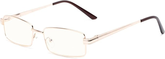 Readers Readers.com Reading Glasses: The Dash Blue Light, Metal rectangle Style for Men and Women