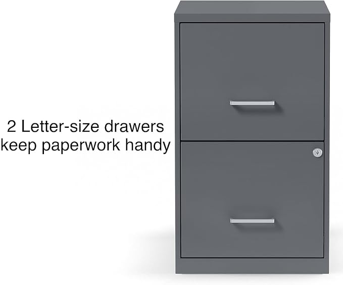 STAPLES Vertical File Cabinet for Letter/Legal Files, 2-Drawer, Letter/Legal Compatible, Locking, Graphite