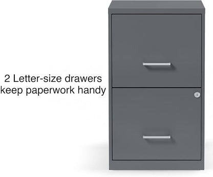 STAPLES Vertical File Cabinet for Letter/Legal Files, 2-Drawer, Letter/Legal Compatible, Locking, Graphite
