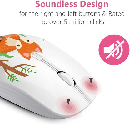 JUHOO Wireless Mouse with Nano Receiver for PC, Laptop, Notebook, Computer, MacBook, Less Noise, Portable Mobile Optical Mice.(Fox)