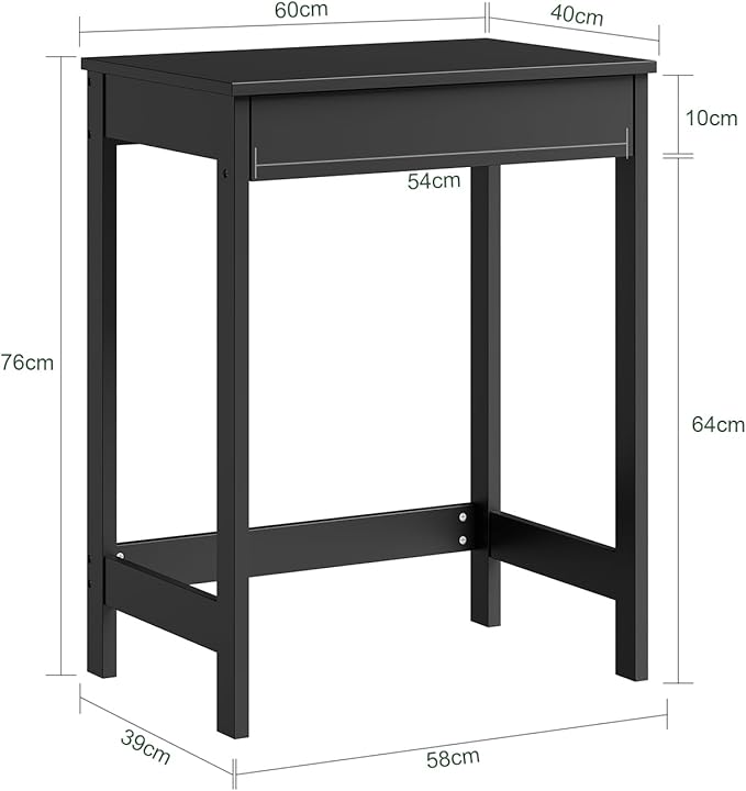 SoBuy Small Writing Desk with MDF Drawers, 24 inch Mini Desk with Side Hooks Suitable for Children Teenagers in Bedroom, Dorm, Living Room (Black, FWT43-SCH)