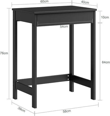 SoBuy Small Writing Desk with MDF Drawers, 24 inch Mini Desk with Side Hooks Suitable for Children Teenagers in Bedroom, Dorm, Living Room (Black, FWT43-SCH)