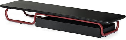Fenge Dual Monitor Riser, 37 Inch Monitor Stand for Desk, Solid Wood Desk Shelf with Large Drawer Organizer, No Assembly Computer Stand for PC, Laptop, Printer, TV