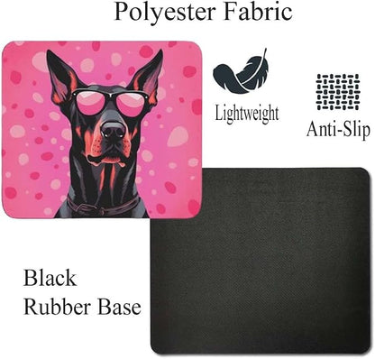 Pink Mousepad Glamour Dog Doberman Pinscher Mouse Pad for Home Office Gaming Working Desk Computer Desktop Accessories Non-Slip Rubber Mousepad for Dog Lovers