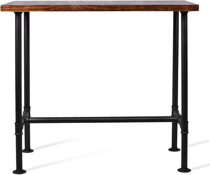 DIY Industrial Design Pipe Dining Table Casual Pub BAR Laptop Table Modern Studio Wood and Metal Rectangular Dining Table homeoffice Desk Breakfast high bar Table Brown Desktop 47.3" × 23.6"