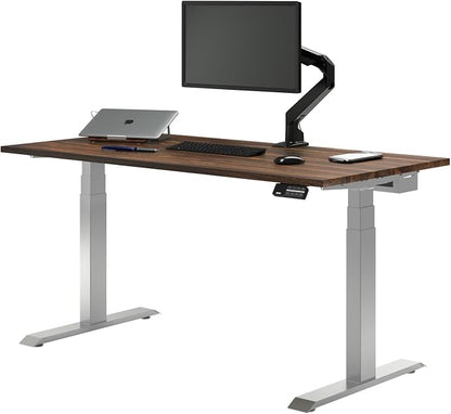 Desky Dual Hardwood Sit Stand Desk - Electric Standing Desk - Dual Motor,3 Stage Adjustable Height Desk - Solid Wood Whole-Piece Top - Standing Desk with Cable Management