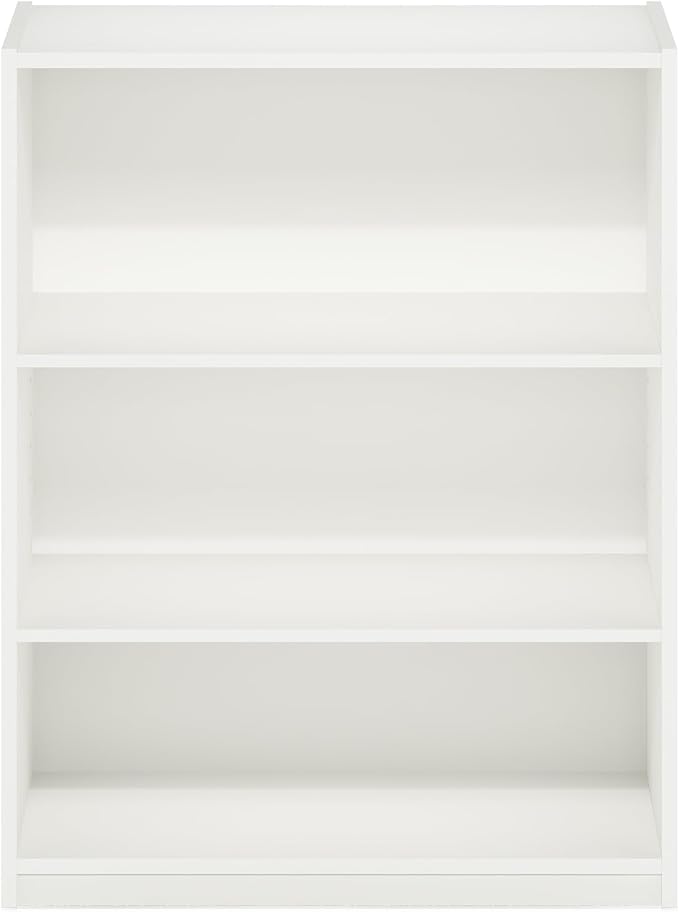 Furinno GEHRY Book Shelf, 3-Tier Small Bookshelf, Bookcase with Adjustable Shelves, 11.6 x 24.8 x 31.6, for Organization and Storage, for Living Room, Bedroom, Home Office, White