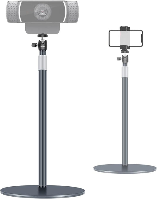 Webcam Stand, Light Stand Tripod with 360° Rotatable Ballhead for DSLR Camera, Ring Light, Webcam, Desktop Tripod for Video Recording, Shooting, Game Streaming, YouTube