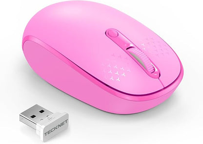 TECKNET Wireless Mouse for Laptop, 2.4G Quiet Computer Mouse with USB Receiver, 4 Buttons Portable Cordless Mice for Chromebook, Laptop, PC, Mac, 800/1200/1600 DPI
