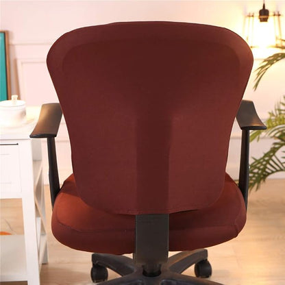 Jinzio Computer Office Chair Cover - Split Protective & Stretchable Cloth Polyester Universal Desk Task Chair Chair Covers Stretch Rotating Chair Slipcover, Coffee