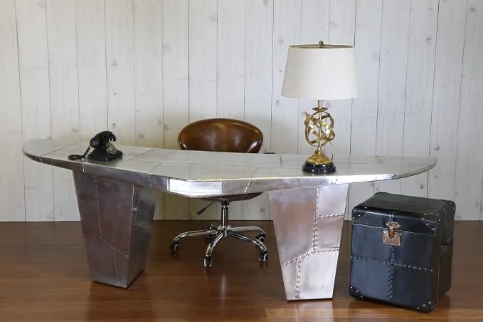 NauticalMart Aviator Wing Desk Wing Shaped Aluminium Desk Home Office Decor (72 Inches)