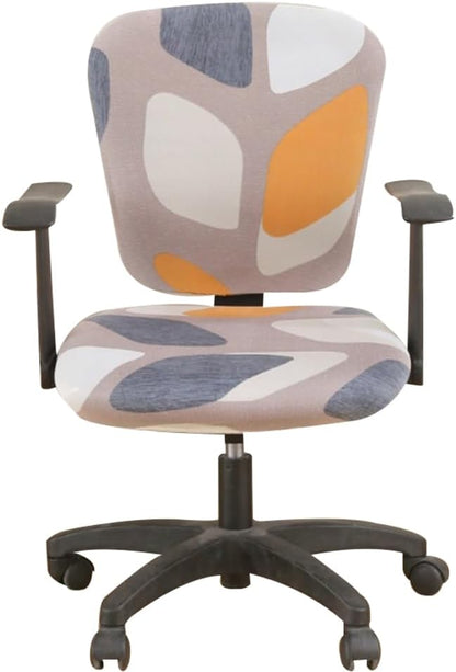 Jinzio Computer Office Chair Cover - Split Protective & Stretchable Cloth Polyester Universal Desk Task Chair Chair Covers Stretch Rotating Chair Slipcover (Orange Grey)