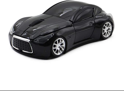 Ai5G Race Car Mouse Wireless Sports Car Shaped Mouse 2.4GHz LED Light Shining Surface Decoration Desktop Laptop Computer Mice Optical (Black)
