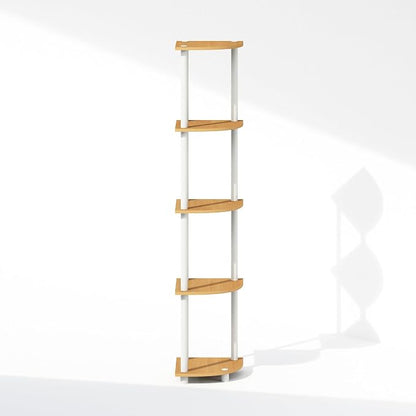 Furinno Turn-N-Tube Storage Shelves, 5-Tier Book Shelf, Corner Shelf, Toolless Open Shelves, for Organization and Storage, Living Room, Home Office, Hallway, Bedroom, Beech