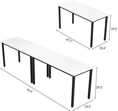 Bonzy Home Conference Tables 8ft Office Computer Desk for Meeting Room Study Writing Printer Podcast Table for 4-8 People Modern White 2PCS 94.4"x23.6"x29.5"