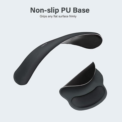 MOSISO Wrist Rest Support for Mouse Pad&Keyboard Set, Circle Curved Ergonomic Mousepad&Coaster Non-Slip Base Home/Office Pain Relief&Easy Typing Pad with Soft Cloth&Silicone Lining, Slate Gray