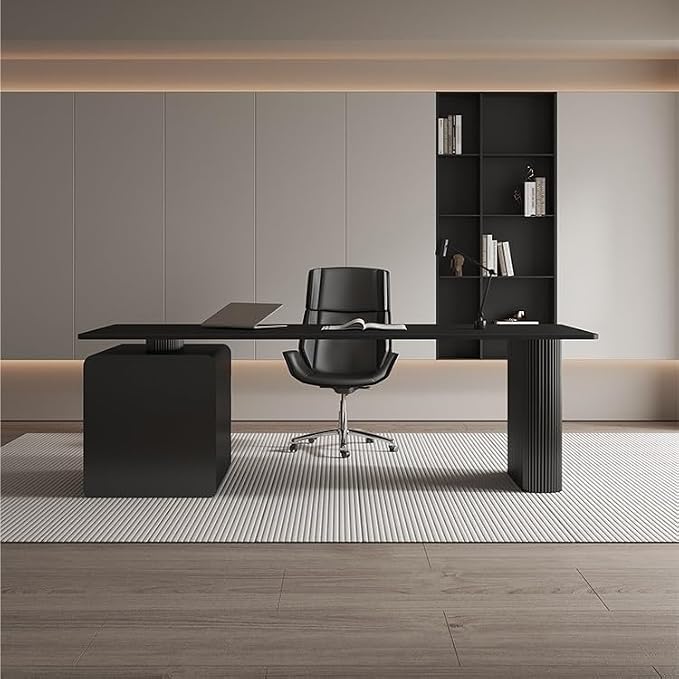 JITUIHOM Office Desk Slate Desk Minimalist Small Apartment Study Modern Light Luxury Boss Office Computer(160 * 80 * 75cm)