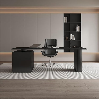 JITUIHOM Office Desk Slate Desk Minimalist Small Apartment Study Modern Light Luxury Boss Office Computer(140 * 80 * 75cm)