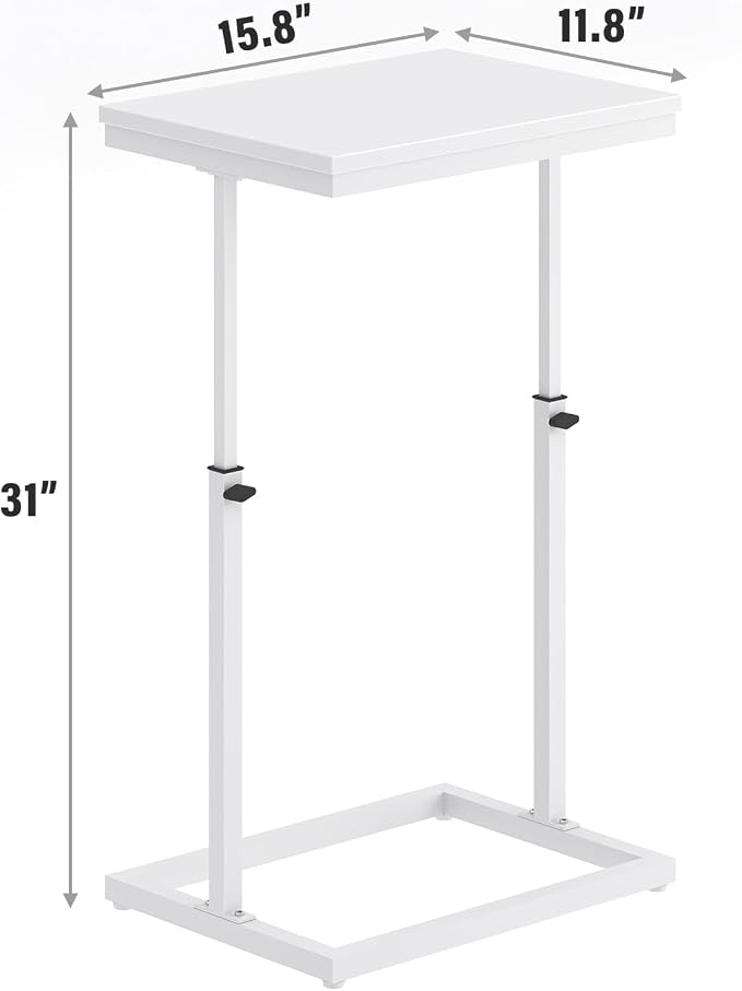 TUTOTAK End Table, Side Table, Tall Couch Table, Sofa Table, Living Room, Bedroom，White TB01BW083P