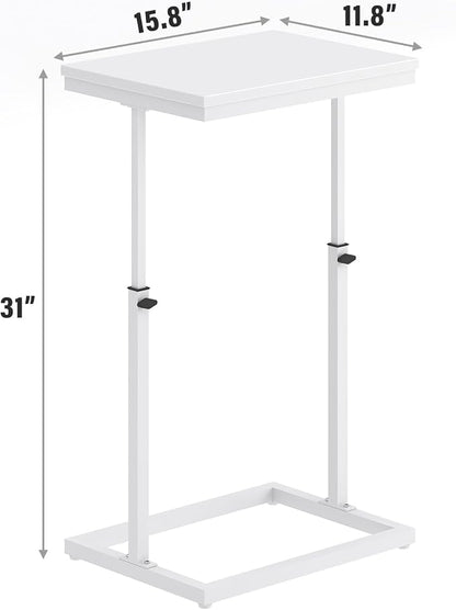 TUTOTAK End Table, Side Table, Tall Couch Table, Sofa Table, Living Room, Bedroom，White TB01BW083P