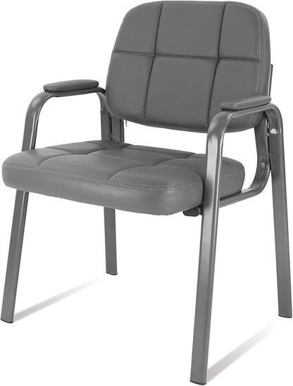CLATINA Classic Reception Chair with Padded Armrests and Sturdy Steel Frame, Ergonomic Guest Chair for Office Conference Waiting Meeting Room, Grey (1 Pack)