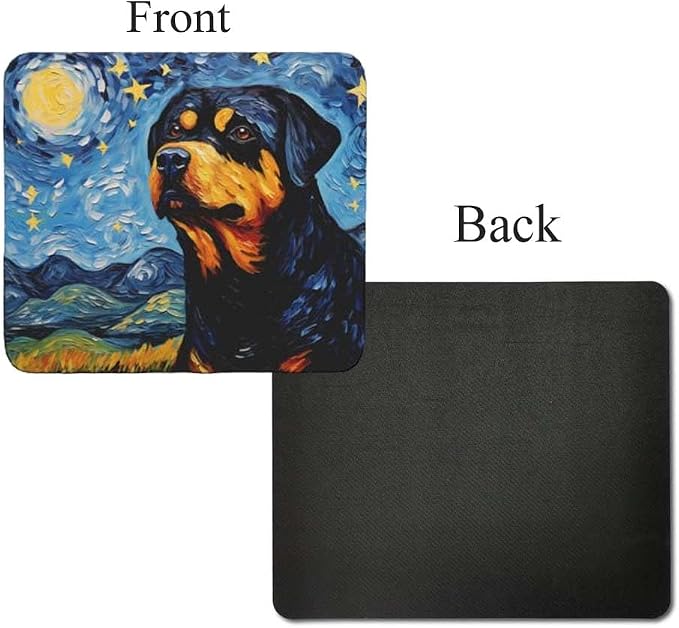 Starry Night Dog Mouse Pad for Home Office Gaming Working Desk Computer Desktop Accessories Non-Slip Rubber Mouse Pad for Dog Lovers (Rottweiler)