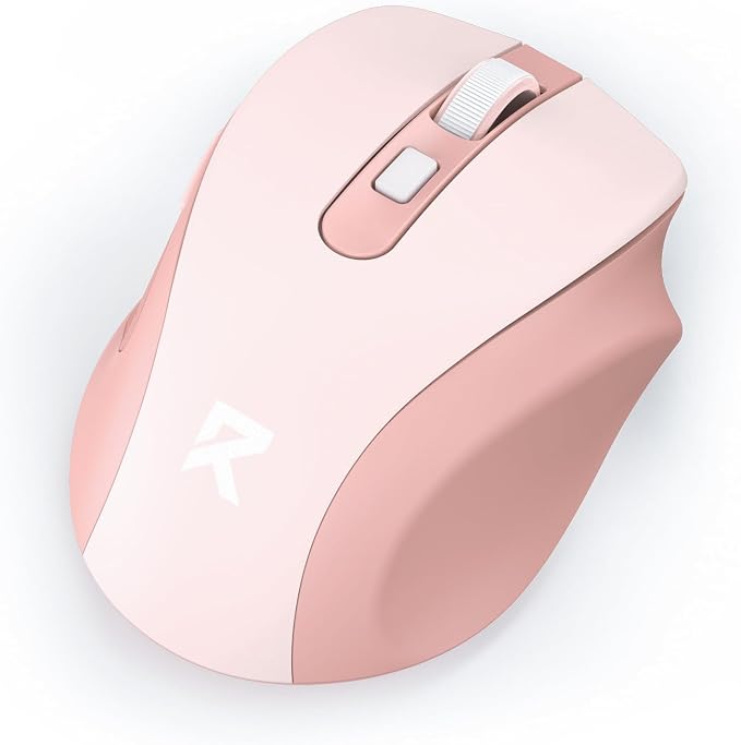 Redragon Wireless Mouse for Laptop, Bluetooth Mouse (BT5.0/3.0&2.4G) with 5 Level 4000DPI, Silent Cordless Computer Mice 6 Buttons,18 Months Battery,Compatible with PC, Laptop, Desktop-Pink
