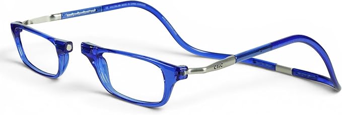 Clic Magnetic Reading Glasses - Adjustable Neck Hanging Readers - Secure Fit with Rigid Headband - Original Expandable (M-XL, Blue, 2.25)