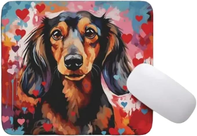 Dachshund Mouse Pad Dog with Red Hearts Pattern Non-Slip Rubber Mouse Pad Puppy in Love Mouse Pad for Home Office Work Desk Computer Desktop Laptop for Dog Lovers