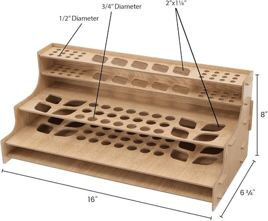 HG Art Concepts Mezzo Artist Drawing Rack, 15 Pack - Wood Grain Laminate Multi Layer Desk Stand Professional Storage Display Organizer for Pens, Pencils, Drafting and all other Drawing Tools