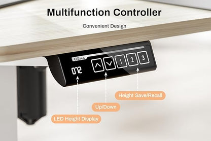EcoZen Standing Desk Electric Height Adjustable Desk 55 x 33.5 Inches L Shaped Sit Stand up Desk, Computer Home Office Desk Memory Preset with Two-Piece Fir Wood Desktop (Lightwood, 55 * 33.5 Inch)