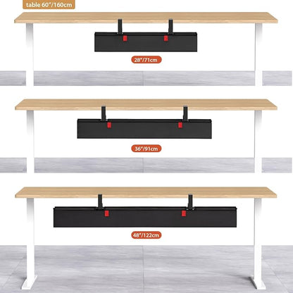 Univivi No Drill Under Desk Cable Management Tray, 28" Cord Organizer for Table, Clamp/Screw Mount Desk Cable Management, Premium Fabric Cable Management Tray for Office, Home