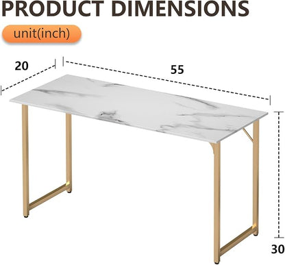 BestOffice Computer Desk,Home Office Desk, Modern Simple Style for Home Office Study Writing (Gold, 55 Inch)
