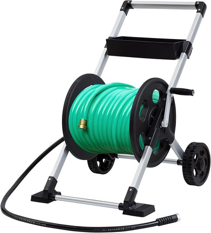 Liberty Garden 304 Explorer Two Wheel Hose Reel Cart, Aluminum, Holds 250-feet of 5/8" Hose, Silver/Black