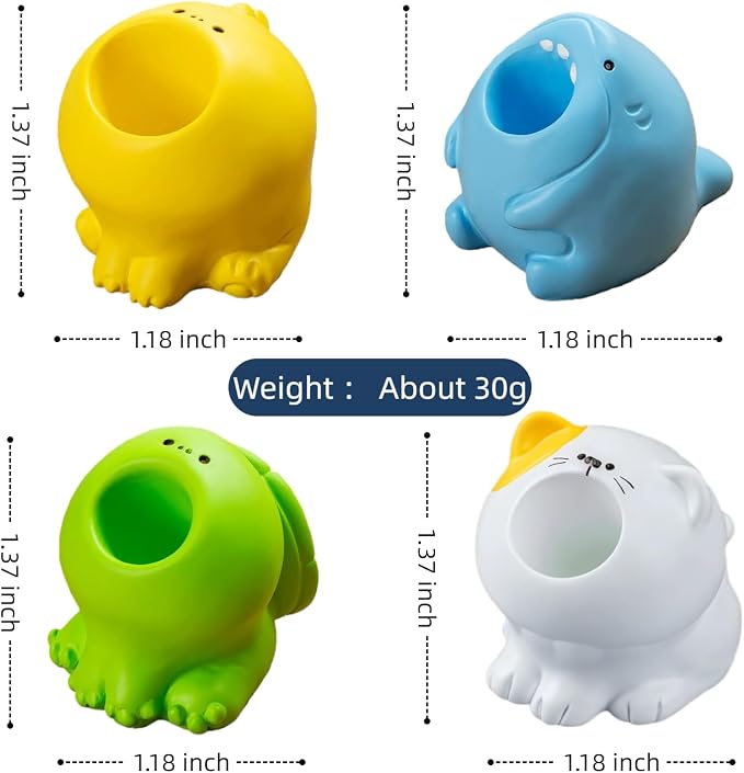 Cute Nail Drill Bit Holder, Nail Art Pen Brush Wash Cup, Small Pen Pencil Holder, Kawaii Resin Animal Paper Clip Toothbrush Mini Storage Organizer Office Desk Decorations (Dinosaur+Tortoise, S)