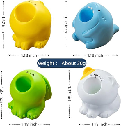 Cute Nail Drill Bit Holder, Nail Art Pen Brush Wash Cup, Small Pen Pencil Holder, Kawaii Resin Animal Paper Clip Toothbrush Mini Storage Organizer Office Desk Decorations (Dinosaur+Tortoise, S)