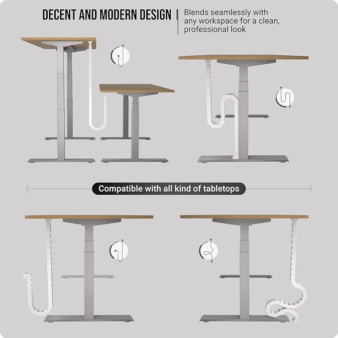 Ultimate Setup Under Desk Cable Management Vertebrae - Perfect for Sit Stand Desk - White, 133 cm