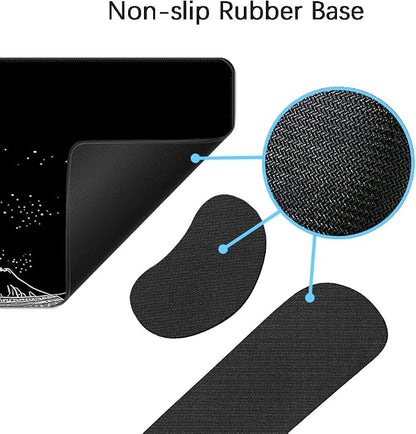 MIBITRI Keyboard Mouse Pad Set, Extended Gaming Mouse Pad+Ergonomics Keyboard Wrist Rest Support, Memory Foam, Easy Typing Pain Relief, 4Pcs XXL Ultra Thick Desk Mat, Japanese Wave