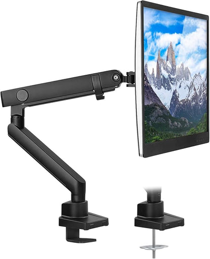 Mount-It! Single Monitor Arm Desk Mount for 24-32 Inch Computer Monitor, Full Motion Aluminum Mount, VESA 75x75 100x100, Holds up to 17.6 lbs, Cable Management, C-Clamp and Grommet Base, Black