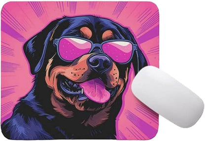 Pink Mousepad Glamour Dog Rottweiler Mouse Pad for Home Office Gaming Working Desk Computer Desktop Accessories Non-Slip Rubber Mousepad for Dog Lovers