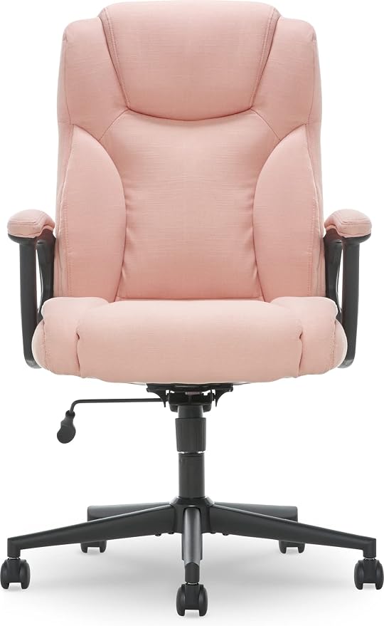 Serta Connor Executive Office Chair, Ergonomic Computer Chair with Layered Body Pillows, Contoured Lumbar, Adjustable Seat, Microfiber Fabric, Pink