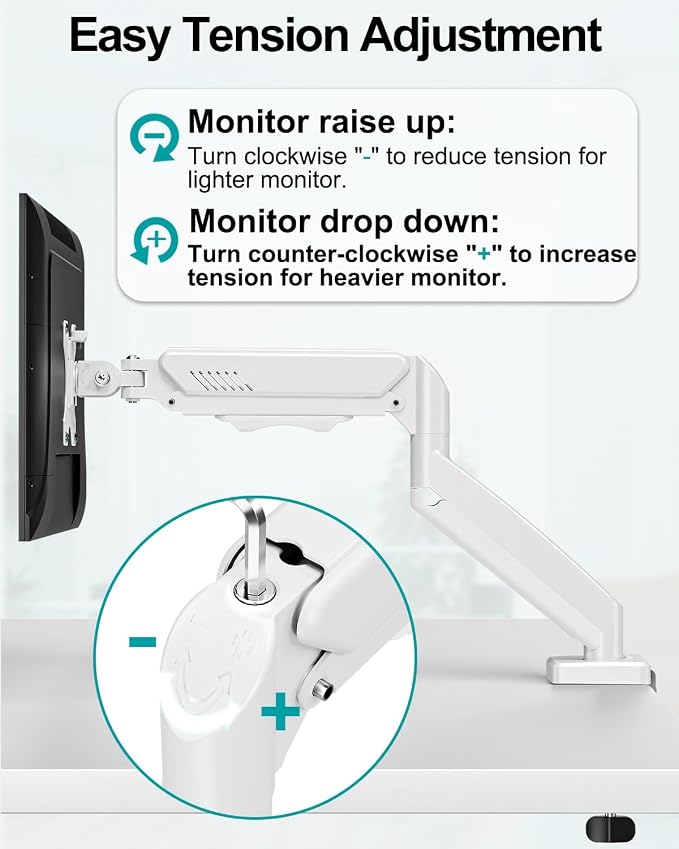 Dual Monitor Arm Desk Mount Fits 13 to 32 inch Computer Screens, Holds 4.4 to 19.8lbs Display VESA Mount, Adjustable Double Monitor Stand with Clamp/Grommet Base, 75/100mm Bracket, White, Freelift