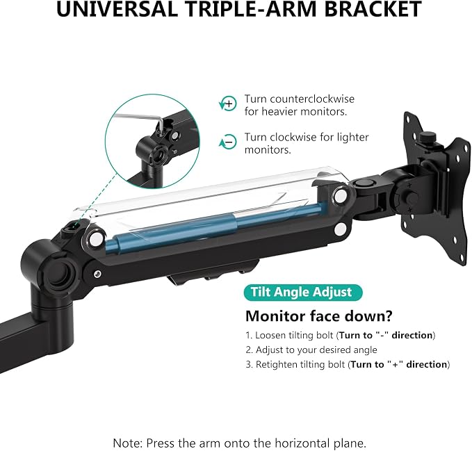 WALI Triple Monitor Mount, up to 49'' Ultrawides on Top Bracket and 34'' Screens on Side Brackets, Extra Tall 3 Monitors Desk Mount, Heavy Duty Monitor Arm up to 44 lbs (GSDM003N-P), Black