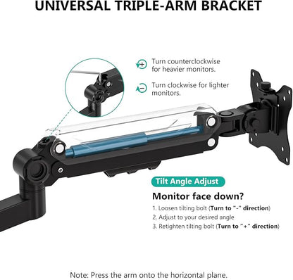 WALI Triple Monitor Mount, up to 49'' Ultrawides on Top Bracket and 34'' Screens on Side Brackets, Extra Tall 3 Monitors Desk Mount, Heavy Duty Monitor Arm up to 44 lbs (GSDM003N-P), Black