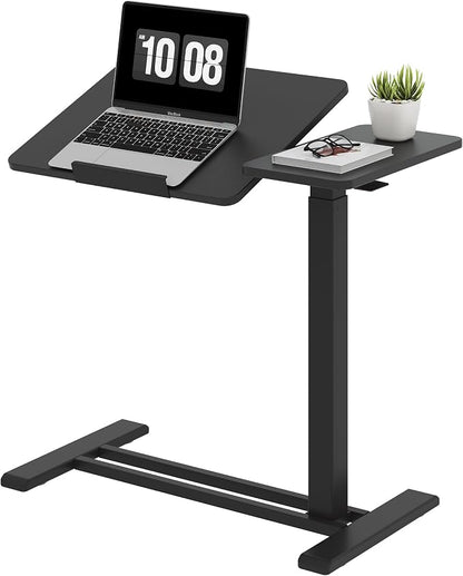 SANODESK Small Rolling Overbed Table Adjustable Height with Wheels, Mobile Laptop Desk with Tilting Desktop, Portable Computer Workstation for Home Office, Classroom, Bedside, Black