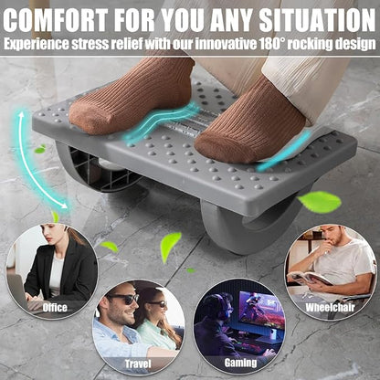 CasaZenith Foot Rest for Under Desk at Work - Ergonomic Foot Stools for Under Office Desk - Rocking Footrest with Roller Massager - Leg Rest for Chair, Computer Gaming -13" L x 9.6" W x 5" H (Gray)