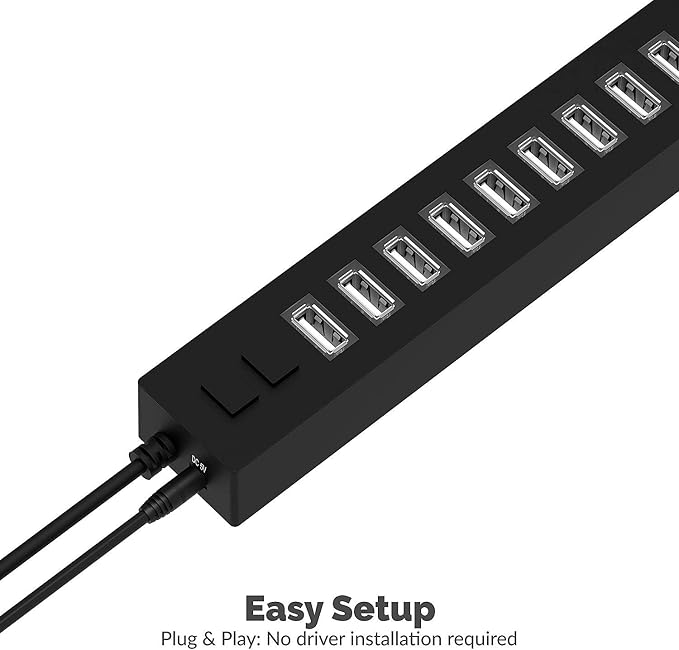 SABRENT 13 Port High Speed USB 2.0 Hub with Power Adapter and 2 Control Switches (HB-U14P)