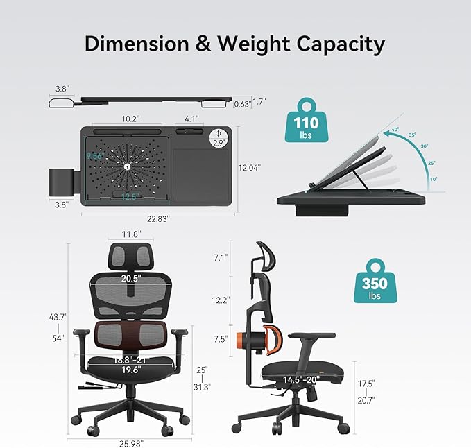 Newtral Office Chair Ergonomic - Home Office Desk Chair, Back Pain Chair with Auto-Following Lumbar Support, 4D Armrest, Seat Depth and Height Adjustable